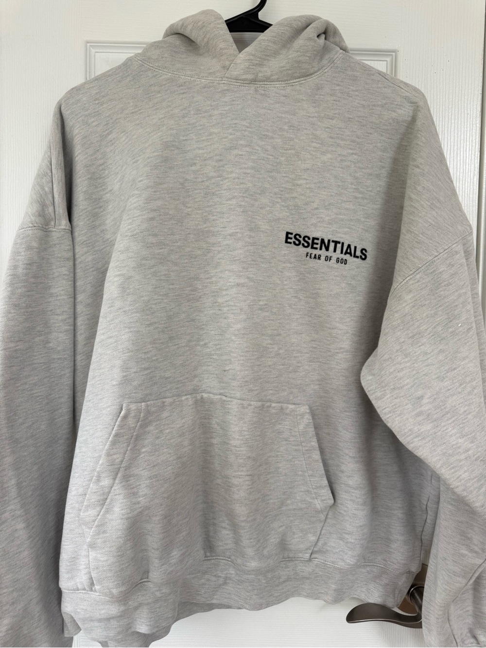 Fear of God Essentials Pullover in Light Heather Gray with Black Logo